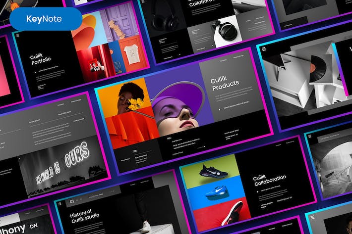 多彩图片拼贴商务Keynote模板 - PPT派