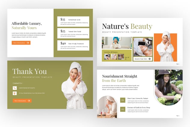 绿色自然生态美容护肤PPT模板 - PPT派