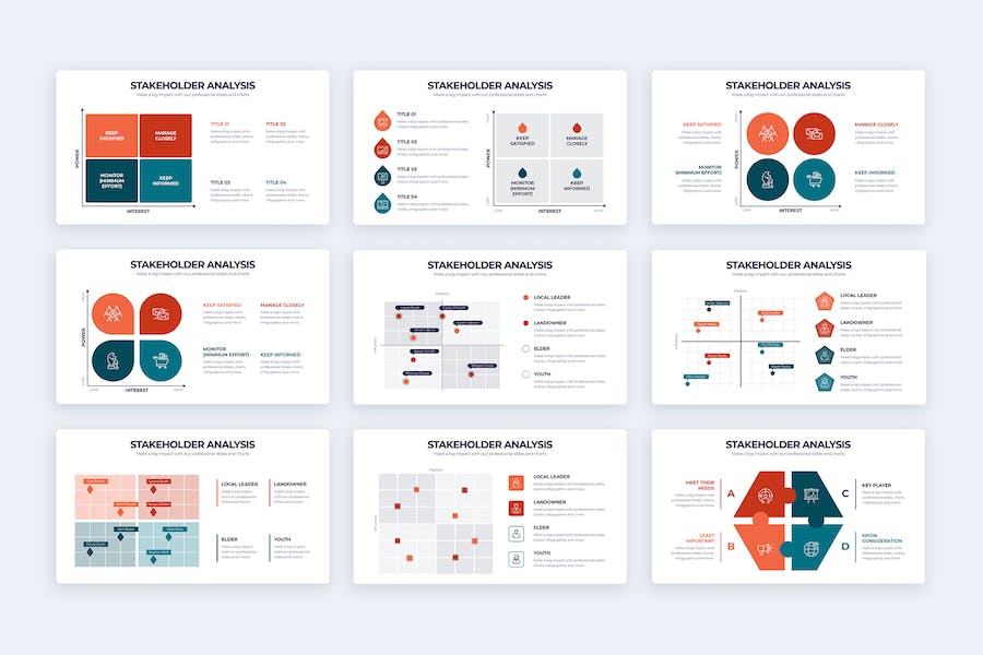 利益相关者分析图形PPT模板 - PPT派