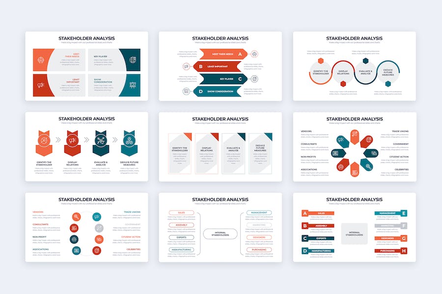 利益相关者分析图形PPT模板 - PPT派