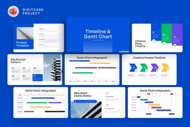 时间轴甘特图项目管理PPT模板 - PPT派