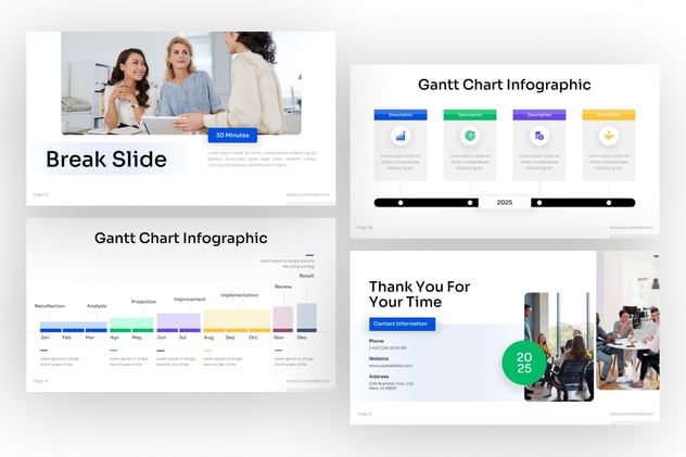 时间轴甘特图项目管理PPT模板 - PPT派