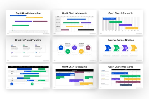 时间轴甘特图项目管理PPT模板 - PPT派