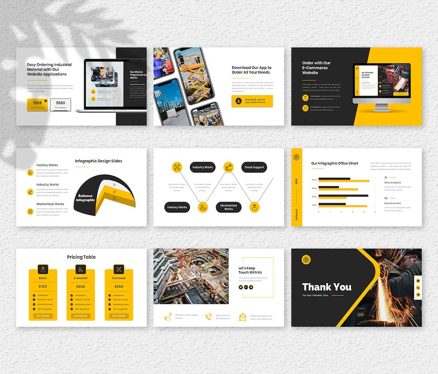 灰色工业工厂企业介绍PPT模板 - PPT派