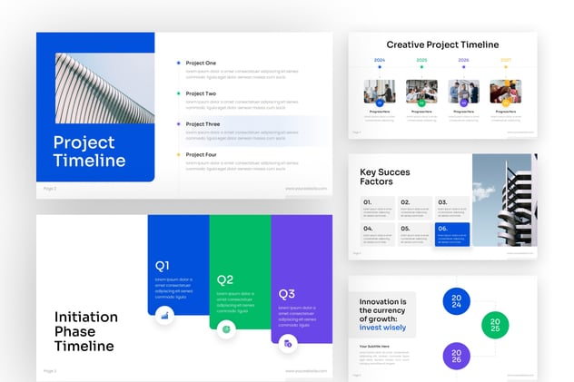 时间轴甘特图项目管理PPT模板 - PPT派