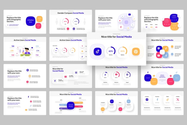 社交媒体营销运营信息图形Keynote模板 - PPT派