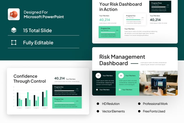 风险管理仪表板监控系统PPT模板 - PPT派