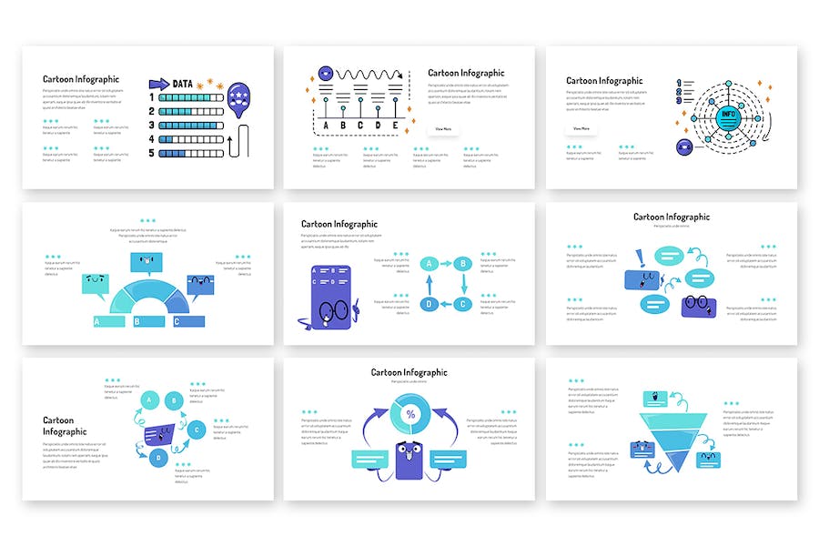 卡通风格信息图形幻灯片展示PPT模板 - PPT派