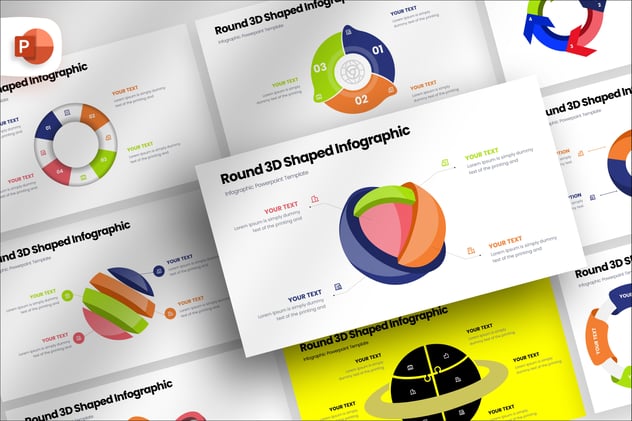 圆形3D形状立体信息图形PPT模板 - PPT派