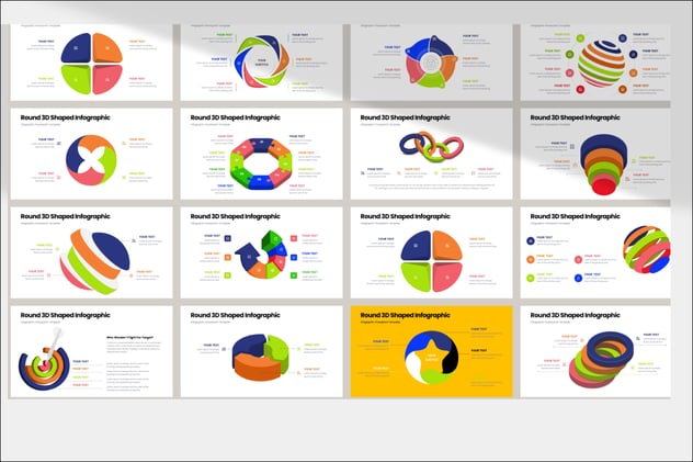 圆形3D形状立体信息图形PPT模板 - PPT派