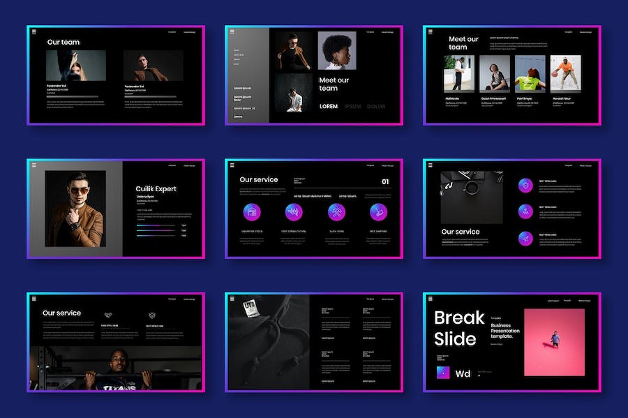 多彩图片拼贴商务Keynote模板 - PPT派