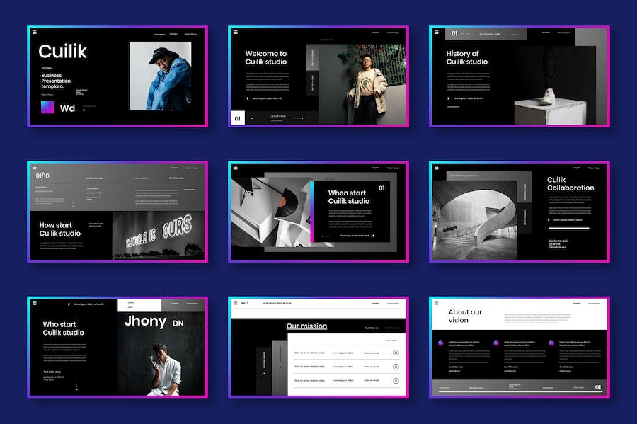 多彩图片拼贴商务Keynote模板 - PPT派