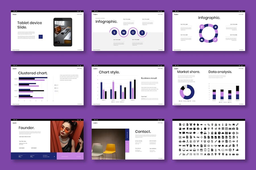 紫色时尚商务品牌推广PPT模板 - PPT派