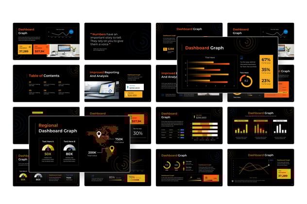 仪表板图表数据监控Keynote模板 - PPT派