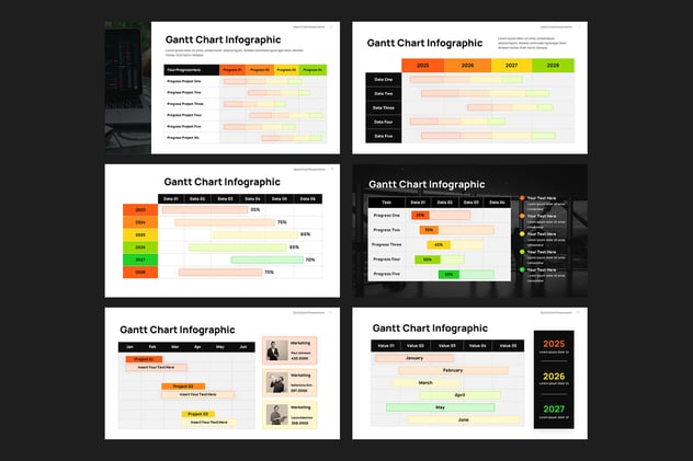 甘特图项目进度管理计划PPT模板 - PPT派
