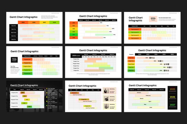 甘特图项目进度管理计划PPT模板 - PPT派