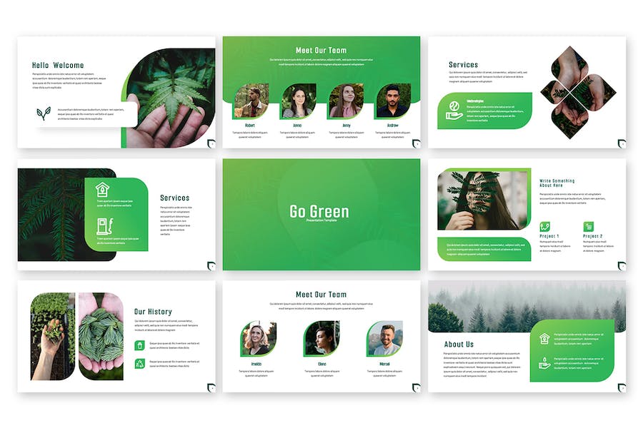 环保企业社会责任绿色可持续PPT模板 - PPT派