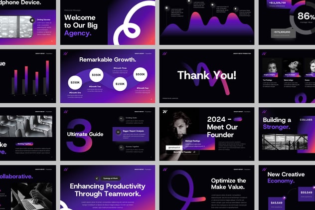 业绩增长数据统计报告PPT模板 - PPT派