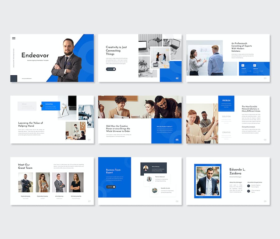 蓝色专业商务代理机构PPT模板 - PPT派