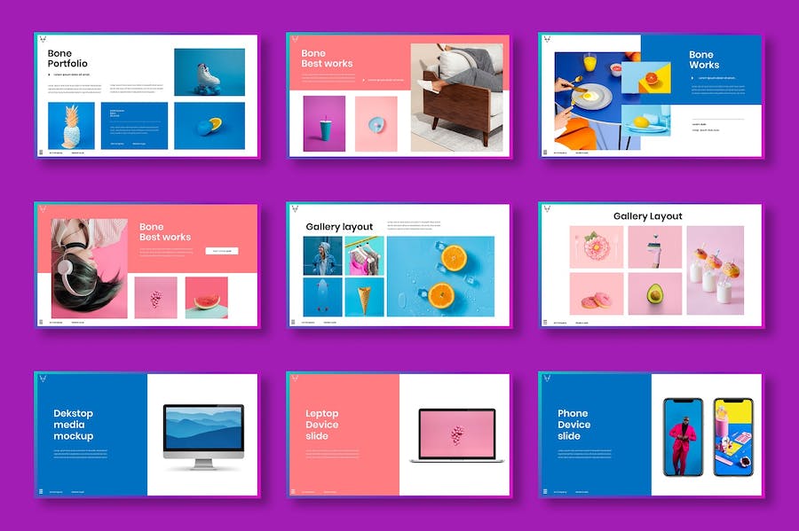 粉蓝色图片拼贴商务企业Keynote模板 - PPT派