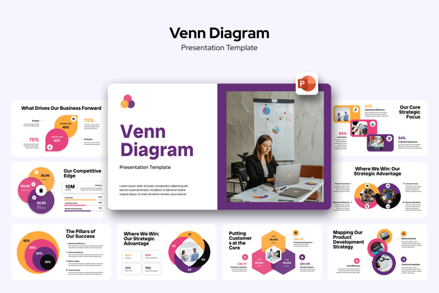 维恩图数据分析对比展示PPT模板 Retry - PPT派