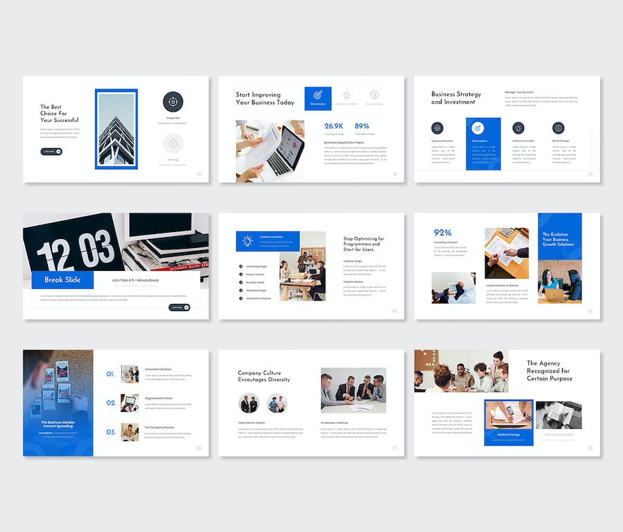 蓝色专业商务代理机构PPT模板 - PPT派