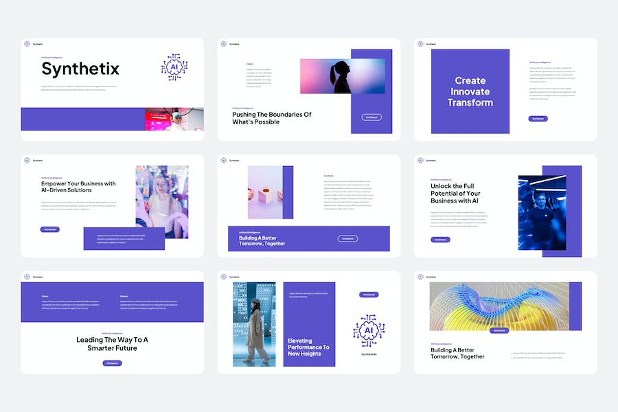 人工智能技术应用开发方案PPT模板 - PPT派