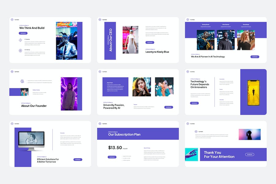 人工智能技术应用开发方案PPT模板 - PPT派