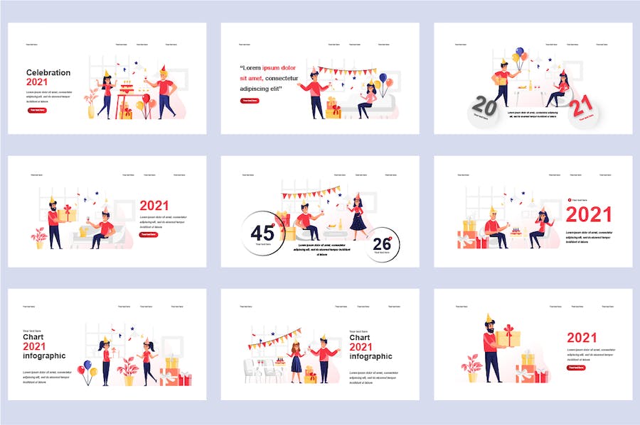 聚会派对庆典活动插画PPT模板 - PPT派