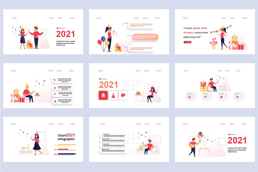 聚会派对庆典活动插画PPT模板 - PPT派