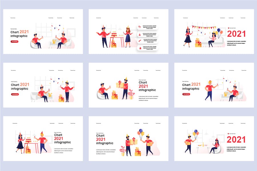 聚会派对庆典活动插画PPT模板 - PPT派