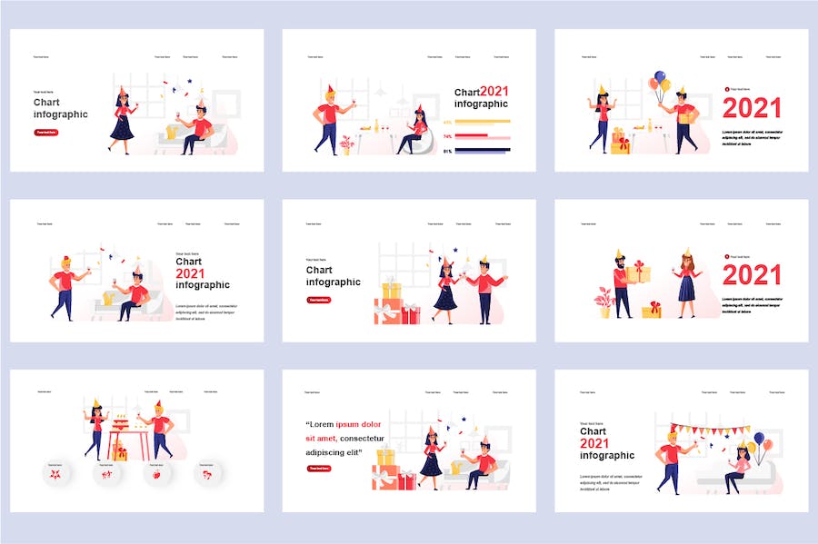 聚会派对庆典活动插画PPT模板 - PPT派