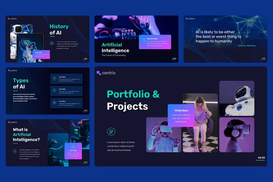 人工智能技术应用展示方案实现方案PPT模板 - PPT派