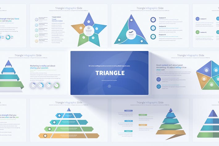 三角形五角形信息图形PPT模板- PPT派