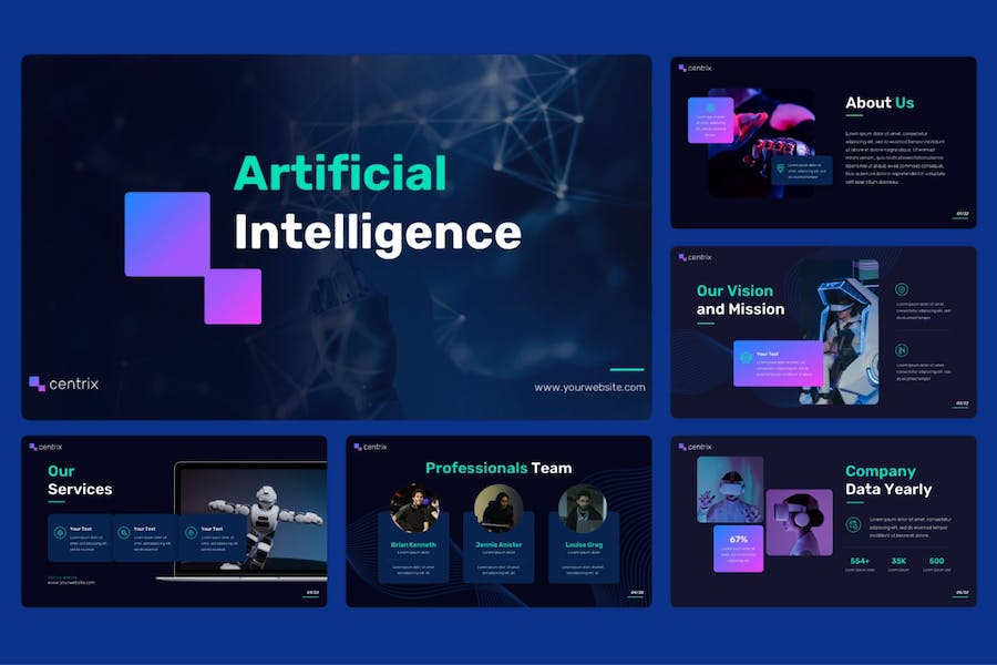 人工智能技术应用展示方案实现方案PPT模板 - PPT派