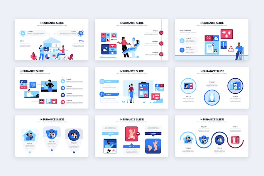 蓝色商业保险理赔信息图Keynote模板 - PPT派