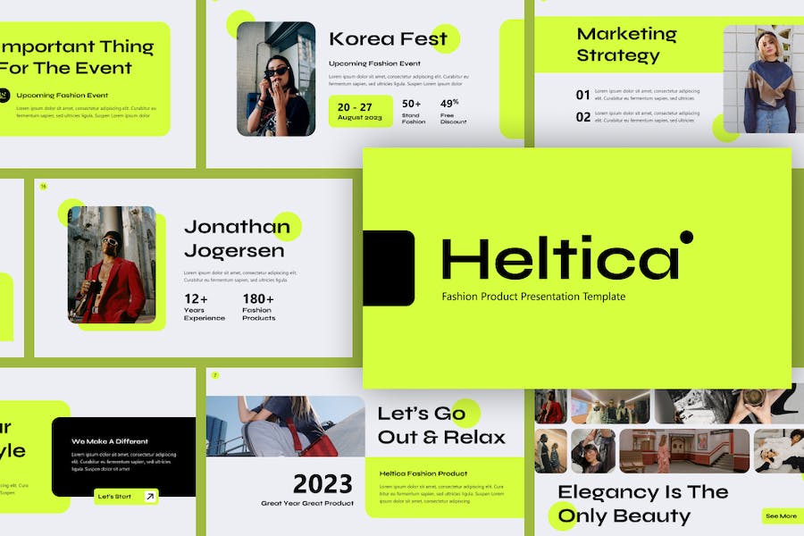 Heltica-green-fashion-product-powerpoint-template - PPT派