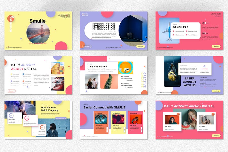 蓝精灵创意数码科技展示PPT模板 - PPT派