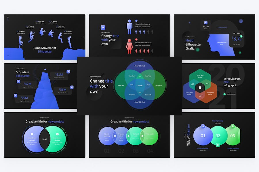 Silhouette-venn-infographic-powerpoint-template - PPT派