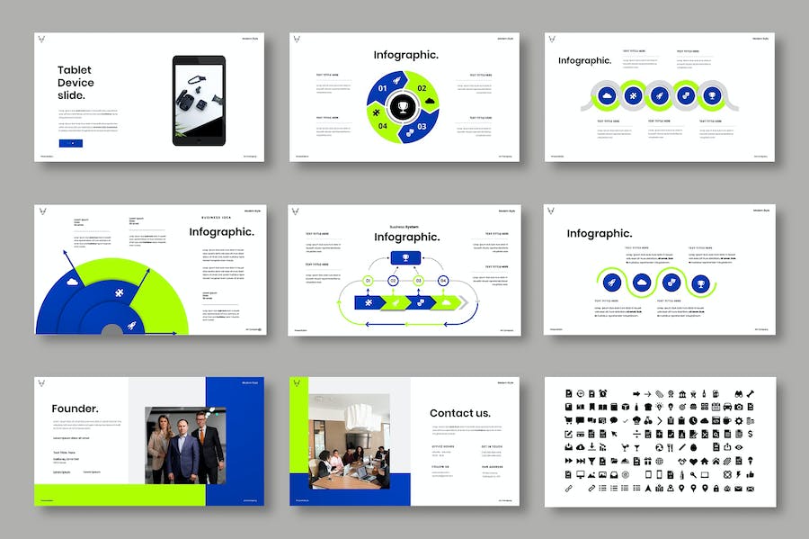 蓝色图片网格商务宣传Keynote模板 重试 - PPT派