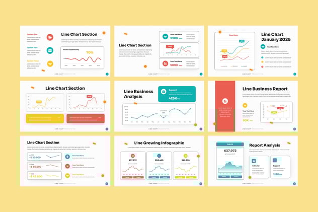 多种样式彩色折线图PPT模板 - PPT派