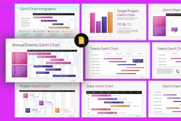甘特图项目进度管理计划PPT模板 - PPT派