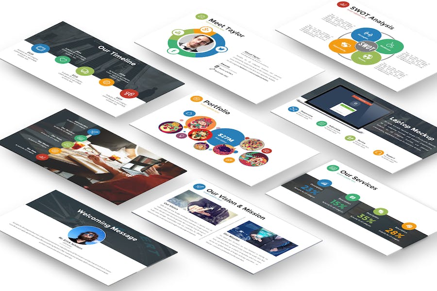 图标设计视觉展示PPT模板 - PPT派