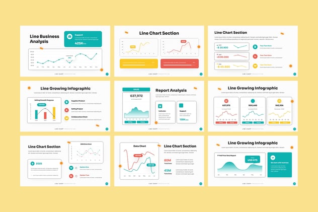 多种样式彩色折线图PPT模板 - PPT派
