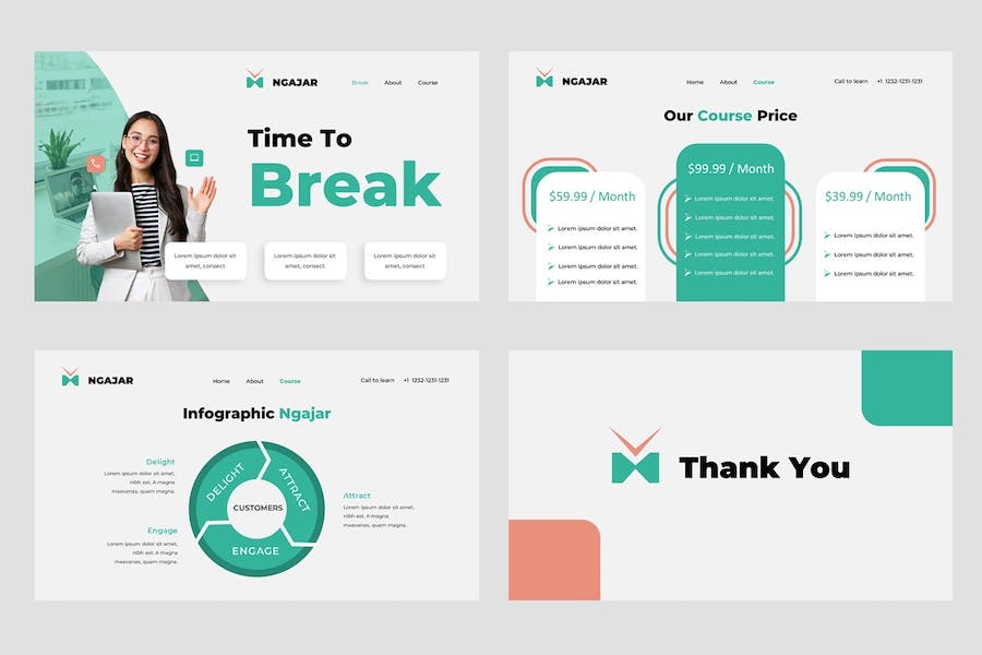 教育学校课程教学设计PPT模板 - PPT派