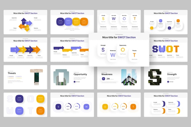 SWOT战略分析信息图形Keynote模板 - PPT派