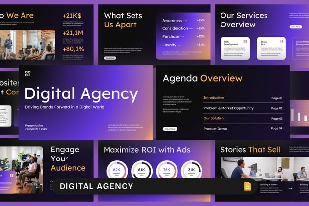 数字营销代理公司服务方案推广PPT模板 - PPT派