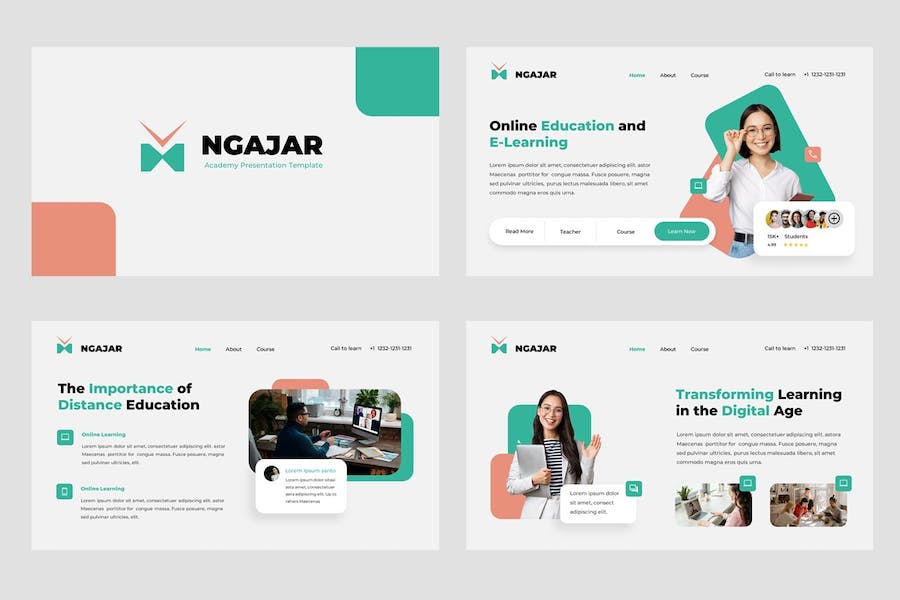 教育学校课程教学设计PPT模板 - PPT派