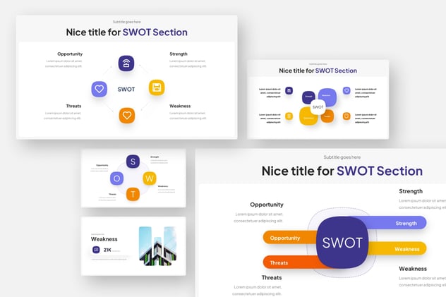 SWOT战略分析信息图形Keynote模板 - PPT派