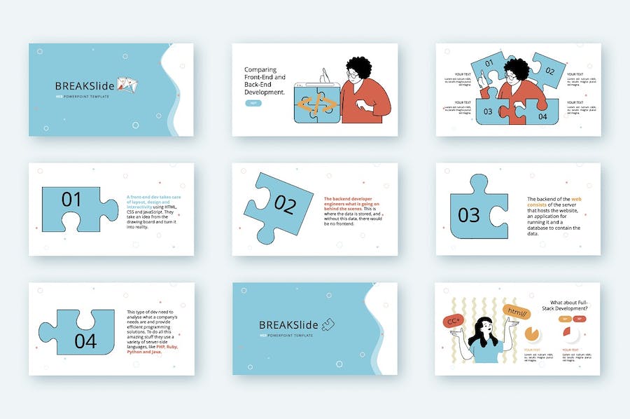 简洁Web开发技术主题矢量插画PPT图解 - PPT派